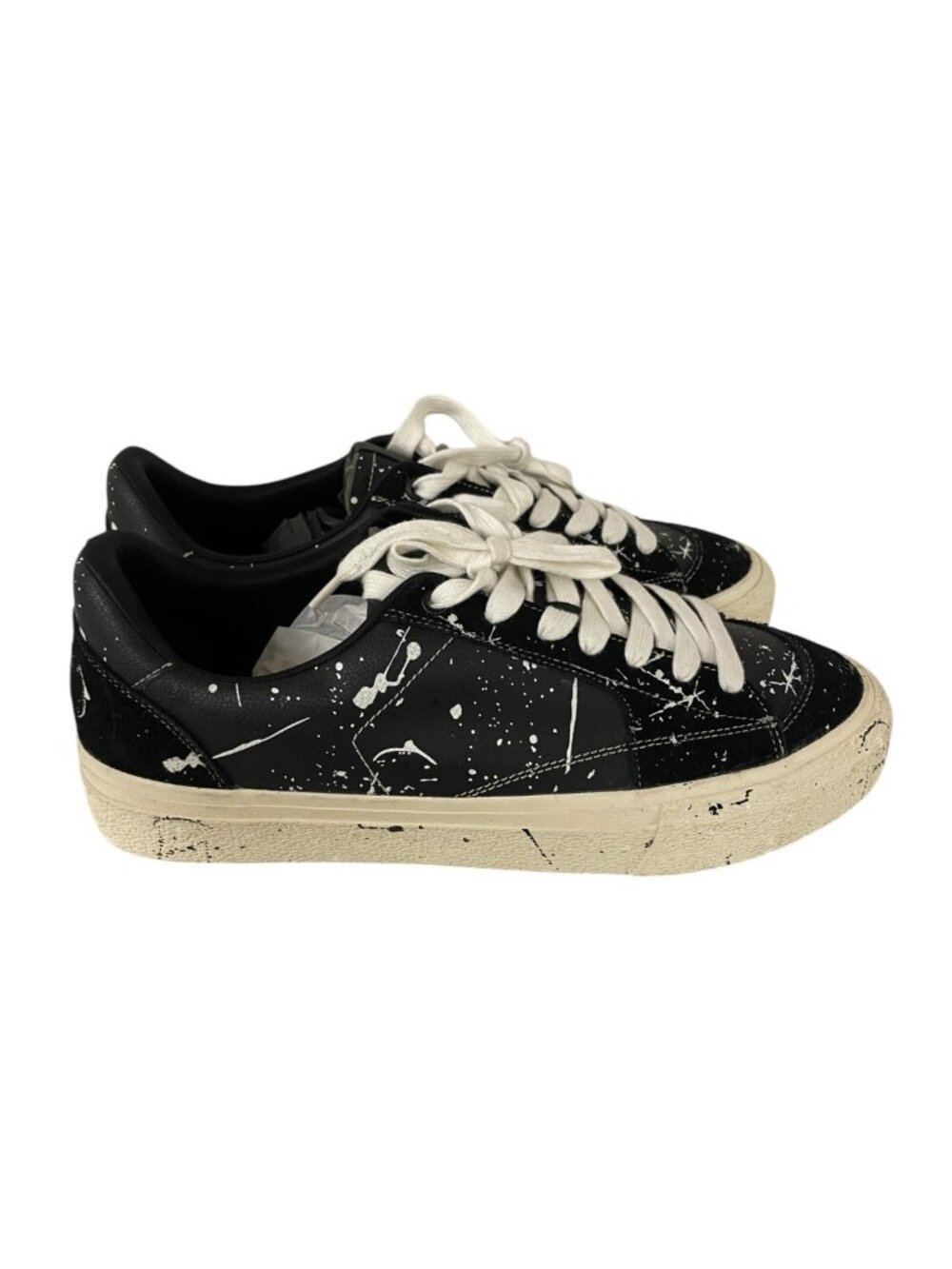 Zara Mens Low-Top Sneakers EU 45 US 12 Black Paint Splatter 2928/320 NWOB